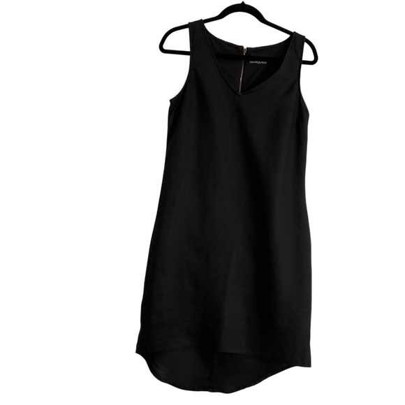 Cynthia Rowley 100% Linen Dress Sz6 Black Sleeveless High Low Classic Minimalist - Picture 1 of 10